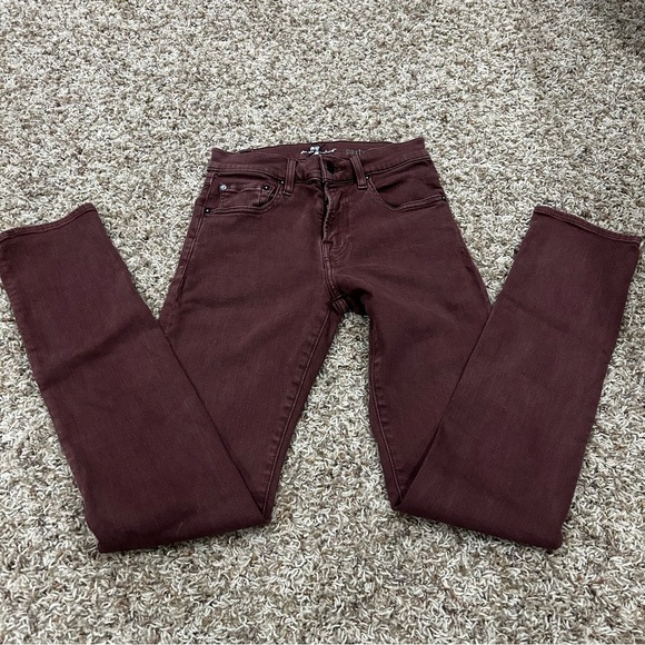 7 For All Mankind Women’s Paxton Skinny Jeans Burgundy Size 28 - Picture 2 of 6